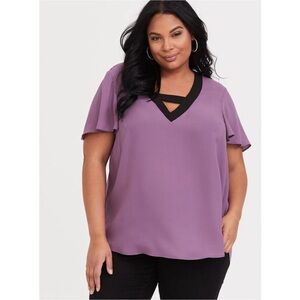 Torrid Purple Blouse with Black Trim